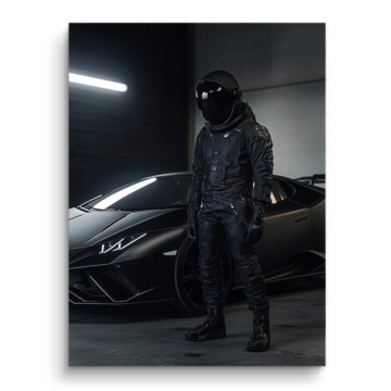 Kosmischer Lamborghini-Rennfahrer mit Astronaut - PVC-Bild matt