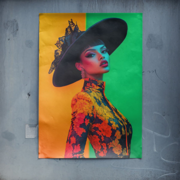 Moda colorida de ala ancha - póster