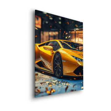 Goldener Lamborghini-Supersportwagen - Dibond-Bild matt