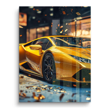 Goldener Lamborghini-Supersportwagen - PVC-Bild glänzend
