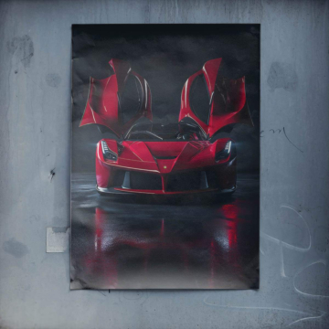 Ferrari LaFerrari czerwony supersamochód - plakat