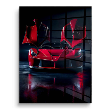 Ferrari LaFerrari czerwony supersamochód - obraz na PVC z połyskiem