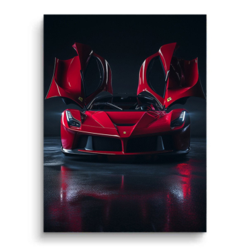 Ferrari LaFerrari czerwony supersamochód - obraz na matowym PVC