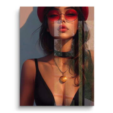 Sunkissed Woman in Red Hat PVC Gloss Art