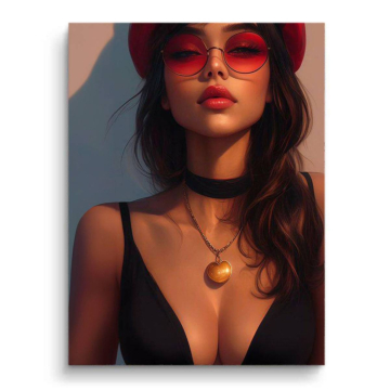 Sunkissed Woman in Red Hat PVC Matt Art