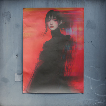 Retrato de moda carmesí desenfocado - póster