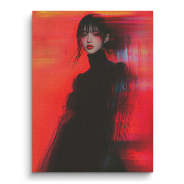 Crimson Blur Fashion Portrait Canvas Art