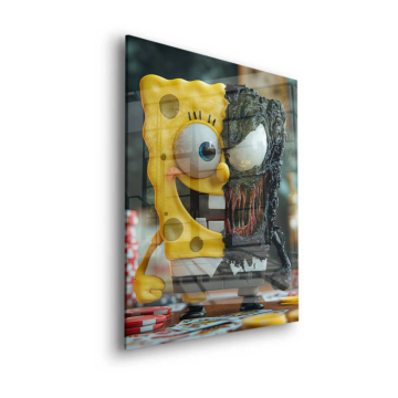 Fusion inspirowany SpongeBobem i Venomem - obraz na szkle akrylowym