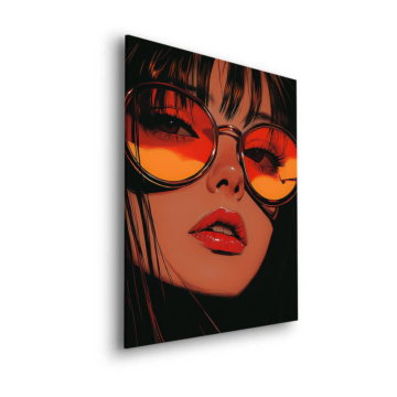 Orange Sunglasses Glamour Portrait Dibond Matt Art