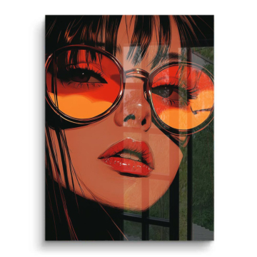 Orange Sunglasses Glamour Portrait PVC Gloss Art