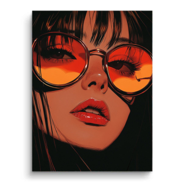 Orange Sunglasses Glamour Portrait PVC Matt Art
