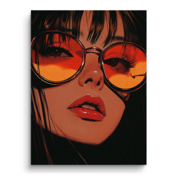 Orange Sunglasses Glamour Portrait Canvas Art