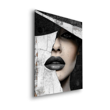 Monochrome Geometric Woman Portrait Dibond Matt Art