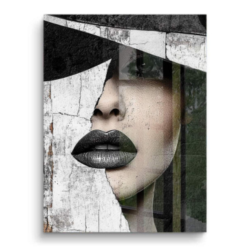 Monochrome Geometric Woman Portrait PVC Gloss Art
