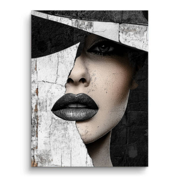 Monochrome Geometric Woman Portrait PVC Matt Art