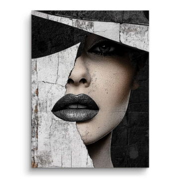 Monochrome Geometric Woman Portrait Canvas Art