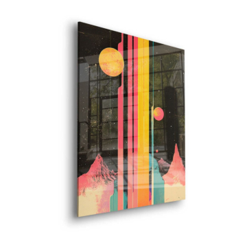 Retro-Landschaft mit kosmischen Streifen - Acrylglasbild