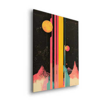 Retro Cosmic Stripe Landscape Dibond Matt Art