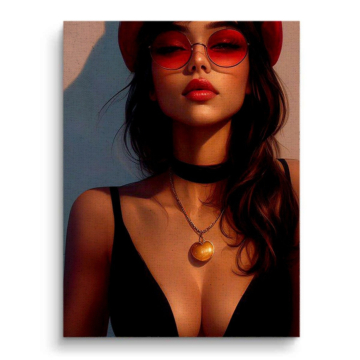 Sunkissed Woman in Red Hat Canvas Art