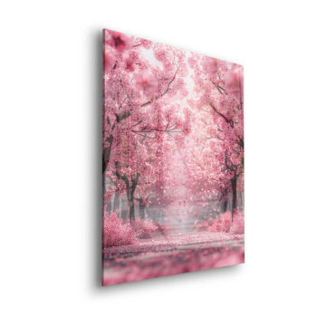 Pink Cherry Blossom Path Acrylic Glass Art