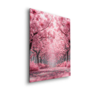 Pinker Kirschblütenpfad - Dibond-Bild matt
