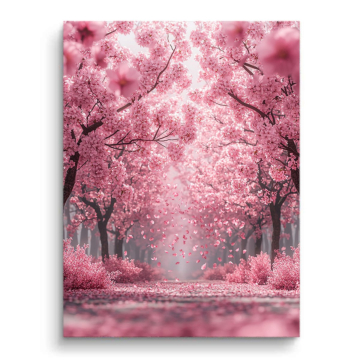Pinker Kirschblütenpfad - PVC-Bild matt