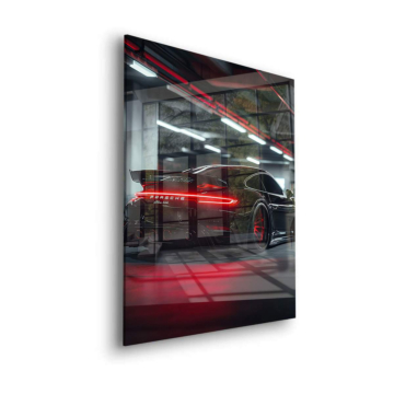 Black Porsche Night Garage Acrylic Glass Art
