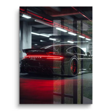 Black Porsche Night Garage PVC Gloss Art