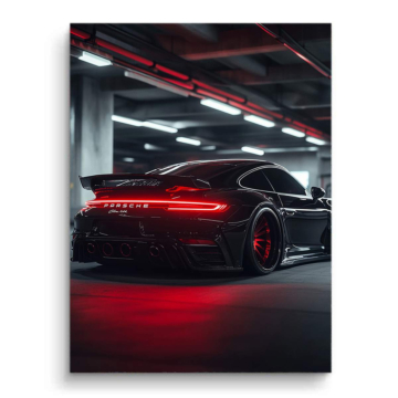 Black Porsche Night Garage PVC Matt Art