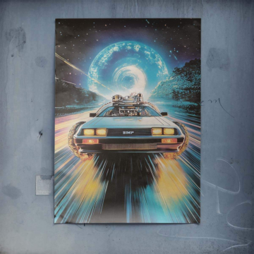 Maszyna czasu inspirowana DeLoreanem - plakat