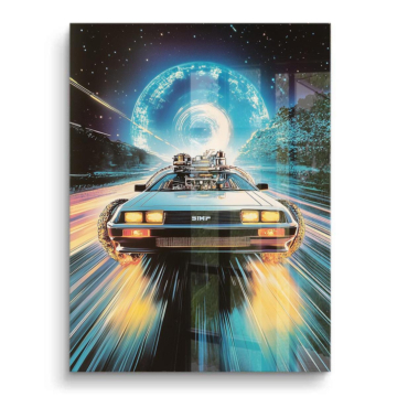 Zeitmaschine inspiriert von DeLorean - PVC-Bild glänzend