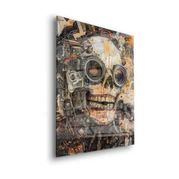 Mechanisch-industrieller Schädel - Acrylglasbild