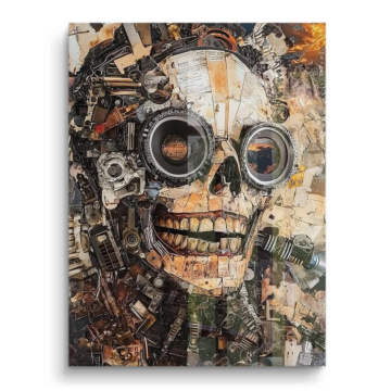 Calavera mechanical industrial - cuadro PVC brillante