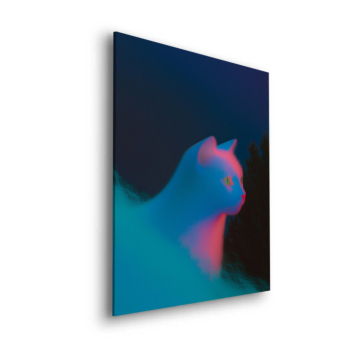 Neon-Katzen-Silhouette - Dibond-Bild matt