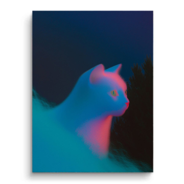Neon-Katzen-Silhouette - PVC-Bild matt