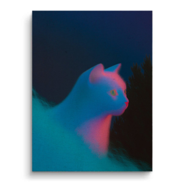 Neon-Katzen-Silhouette - Leinwandbild