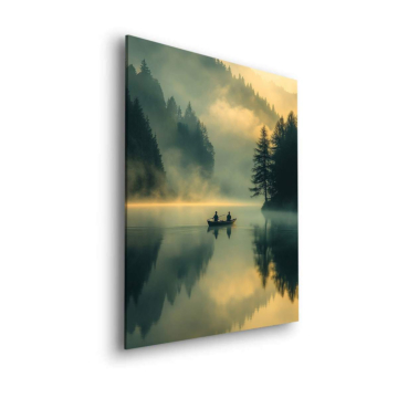brumeux lac canoe - tableau Dibond mat