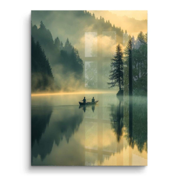 Brumoso lago Canoe - cuadro PVC brillante