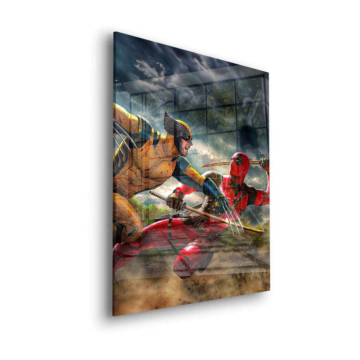 Wolverine and Deadpool Inspired Battle Acrylic Glass Art