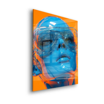 Aqua Blue Fashion Face Acrylic Glass Art