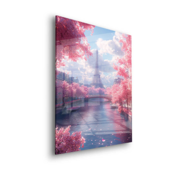 Eiffel Tower Cherry Blossom Acrylic Glass Art