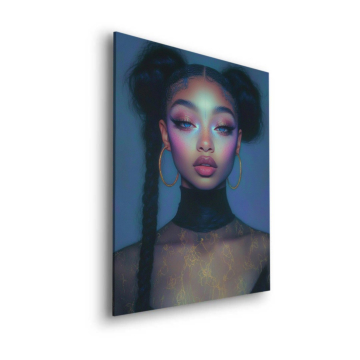 Retrato glamur de mujer azul - cuadro Dibond mate