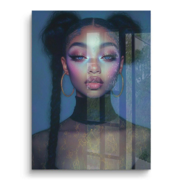 Retrato glamur de mujer azul - cuadro PVC brillante