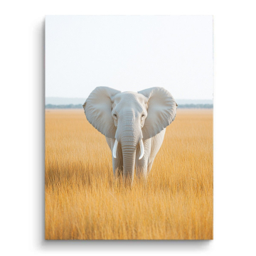 Weißer Elefant im Grasland - PVC-Bild matt