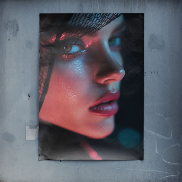 Neon Noir Woman Portrait Poster Art
