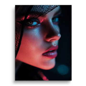 Neon Noir Woman Portrait Canvas Art