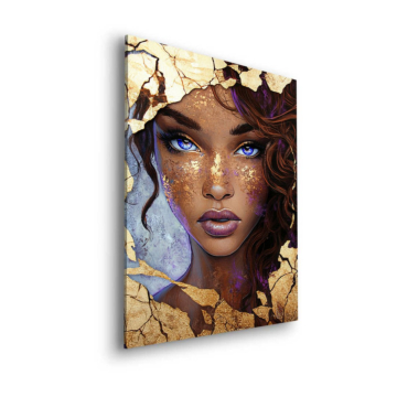 Retrato de mujer cracked wall - cuadro Dibond mate