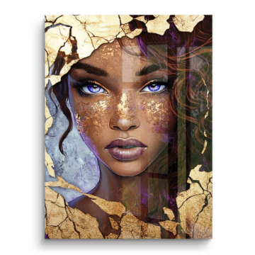 Retrato de mujer cracked wall - cuadro PVC brillante