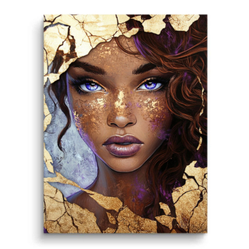 Retrato de mujer cracked wall - cuadro PVC mate