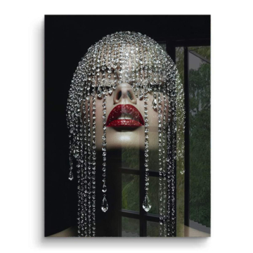 Labios rojos con velo de cristal - cuadro PVC brillante